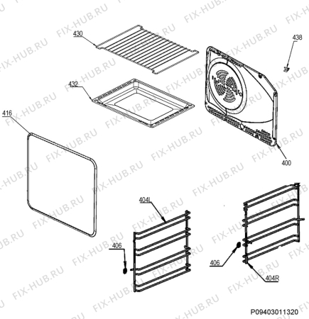 Взрыв-схема плиты (духовки) Electrolux EKC513515X - Схема узла Oven